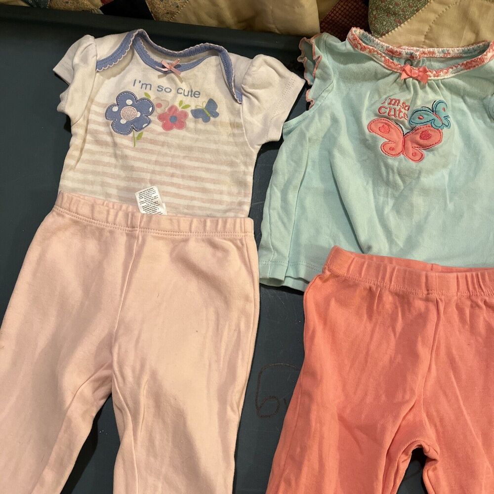 set of One Bodysuit, One Shirt, and Two pants girls size 6 months